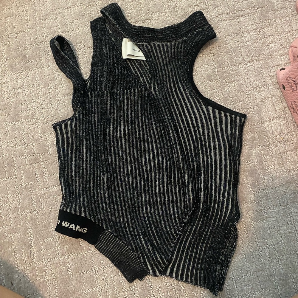 Feng Chen Wang CUT AWAY RIBBED KNIT Top